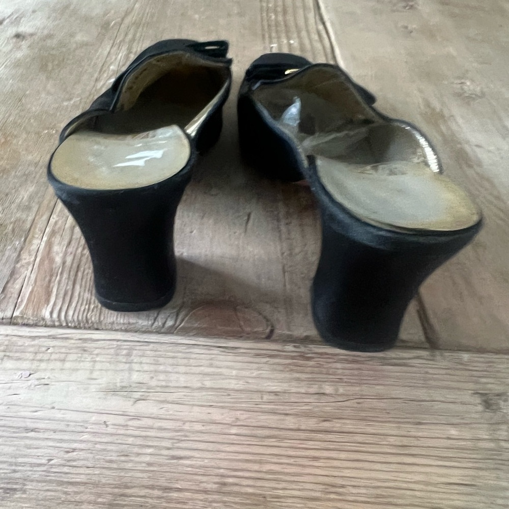 Salvatore Ferragamo Black and Gold Mules - Picture 9 of 15